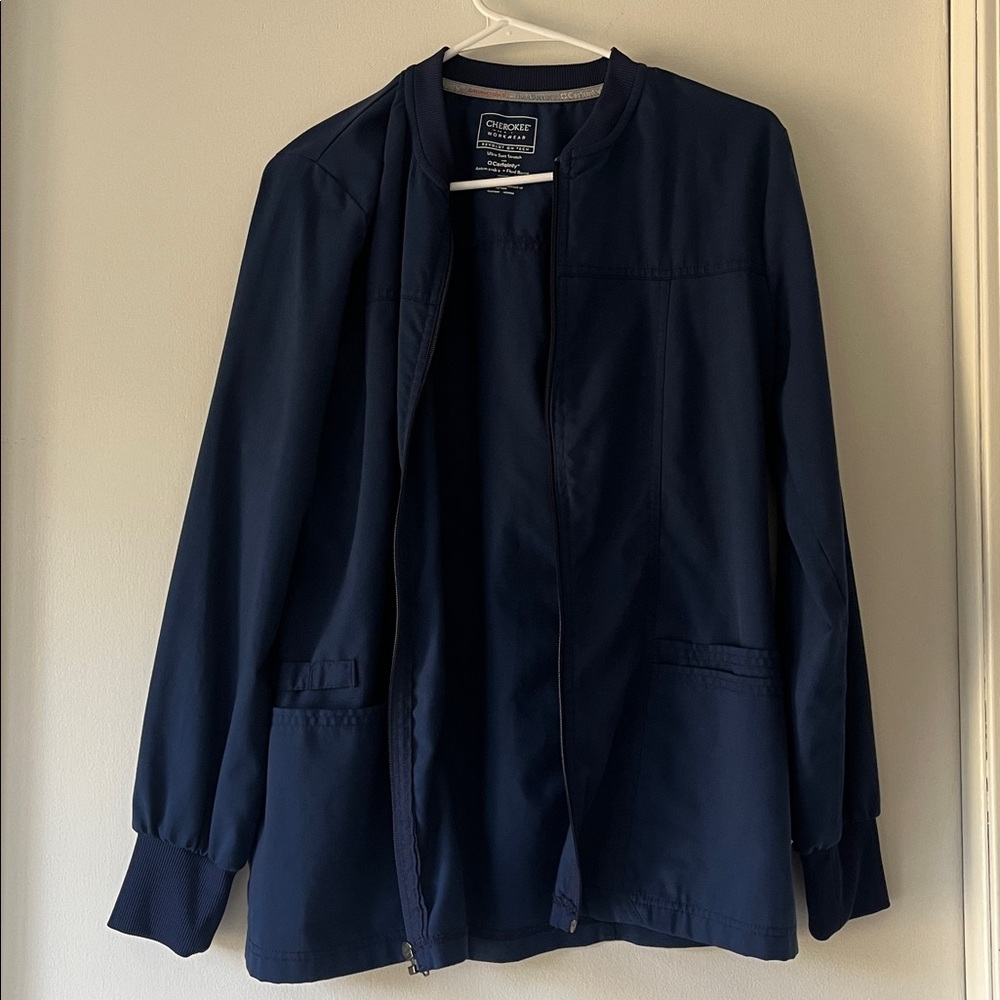 Cherokee Dark Blue Zip-Up scrub Jacket